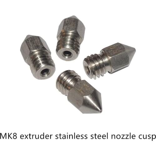 3D Printer stainless steel nozzle cusp 0.2mm 0.3mm 0.4mm 0.5mm extruder print head for 1.75mm Consumables MK8 Makerbot 10pcs
