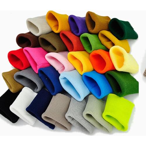 40Cm Long Stretchy Cotton Knitted Rib Fabric Cuff Fabric For DIY Down Jacket Hoodie Webbing Knitted Elastic Lace