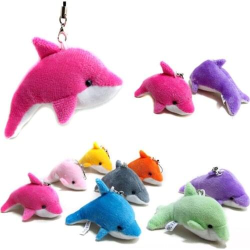 5Pcs Colorful Cartoon Dolphin Doll Phone Key Chain Bag Pendant Plush Toys Wedding Birthday Party Gift Toy