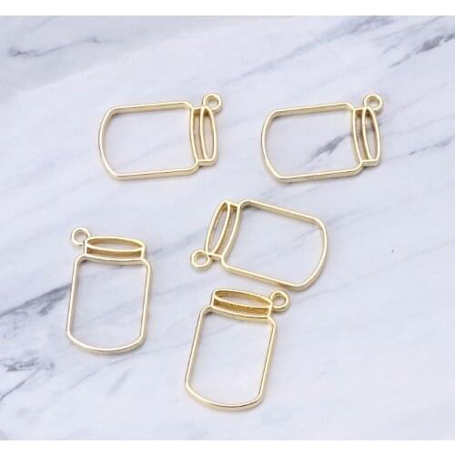 5Pcs Floating Bottles Metal Frame Hollow Pendant Bezels UV Resin Jewelry Making L4ME