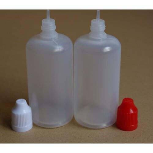 50pcs 100ml PE plastic bottle with colorful Childproof Cap and Long Thin Tip dropper 100ml empty plastic bottles