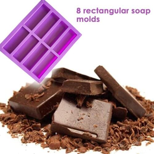 8-Cavity Rectangular Silicone Mold Silicone Cake Baking Mold Non-stick Chocolate Baking Tray Energy Bar Ice Cube Mold Soap Mould
