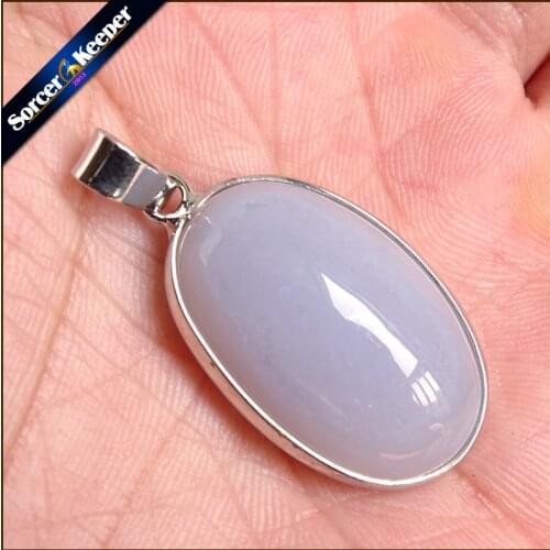 A+ Real Natural Gem Stone Blue Chalcedony Agates Cabochon Beads Crystal Necklace & Pendant Women Accessories bijou Jewelry TS761
