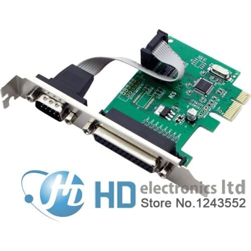 RS232 RS-232 Serial Port COM & DB25 Printer Parallel Port LPT to PCI-E PCI Express Card Adapter Converter WCH382 Chip