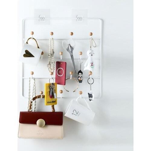 Large Wall Hanger Hooks Key Holder Rack For Living Room Hats Scarf Bag Key Storage Shelf Hangers Wall Home Decoration 14Hooks