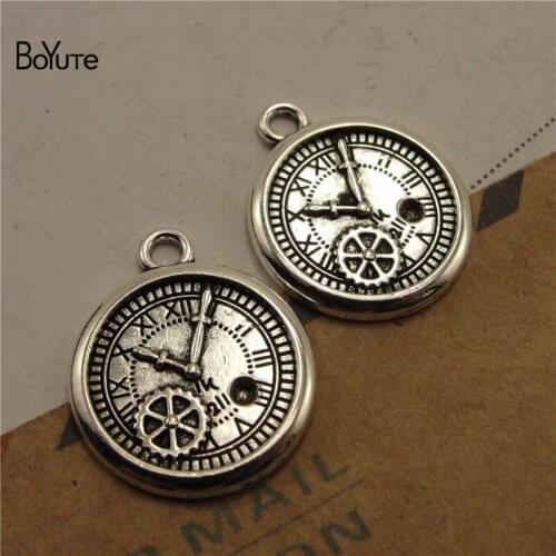 BoYuTe (100 Pieces/Lot) Factory Wholesale Tibetan Silver Clock Pendant Charms Diy Metal Alloy Hand Made Jewelry Accessories