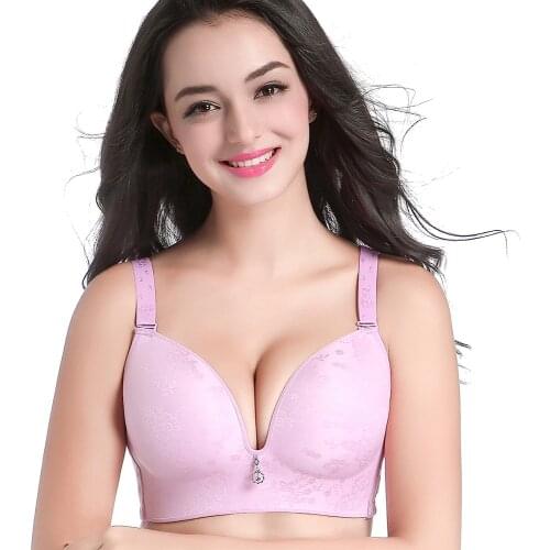Womens Large size no mark no steel ring bra printing thin cup converging adjusting type CD large cup sexy comfortable hot sell