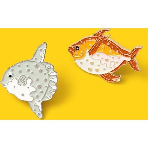 Cartoon Children Underwater World Fish Enamel Pin Cute Goldfis Brooch Backpack Clothes Lapel Pin Jewelry Gift for Friends
