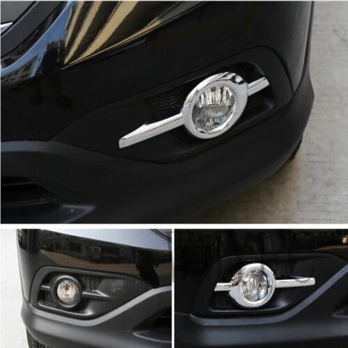 For Honda CRV CR-V 2012 2013 2014 front fog light lamp detector frame stick style ABS Chrome cover trim sticks parts 2pcs/set