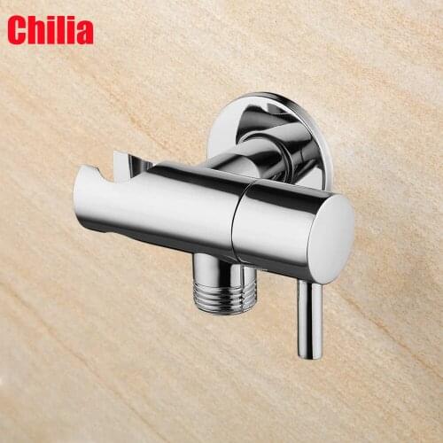 Kraan Hoek Valve Met Houder Water Afsluiter Schakelaar Voor Douche Water Control Badkamer Accessoires Verchroomd
