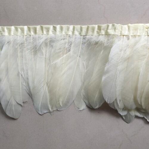 (2 yards 1 strip)beige goose down ribbon 15-20 cm width DIY trimming clothes hat belt rooster feather cloth belt decoration