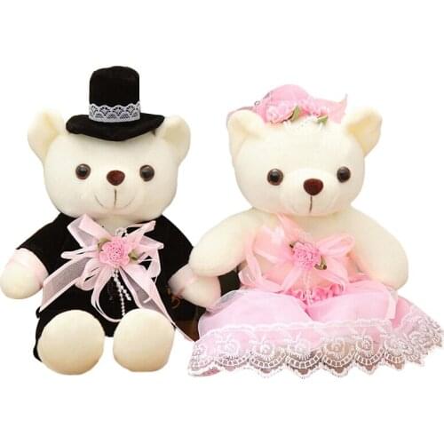 2pcs/lot 20cm kawaii Teddy Bear New Styles Soft plush toys Cute Couple Stuffed Animal Baby doll Fantasy Wedding Birthday Gift
