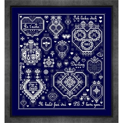 Garden of love cross stitch kit simple pattern 14ct 11ct deep blue fabric cotton silk embroidery DIY handmade wall big picture