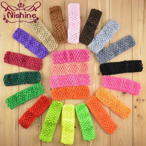 Nishine 200pcs/lot 1.5 Inch Stretchy Waffle Crochet Headbands DIY Elastic Girls Hairbands Hair Accessories
