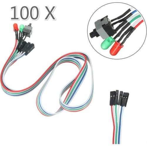 Wholesale 100 Pieces ATX PC Desktop Case Power On Off Reset Switch Cable with 2 x LED Lights