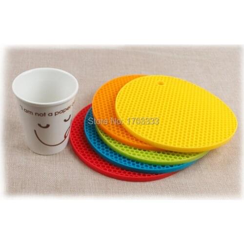Wholesale 100pcs round silicone trivet mat heat resistant pan holder DHL Fedex Free Shipping