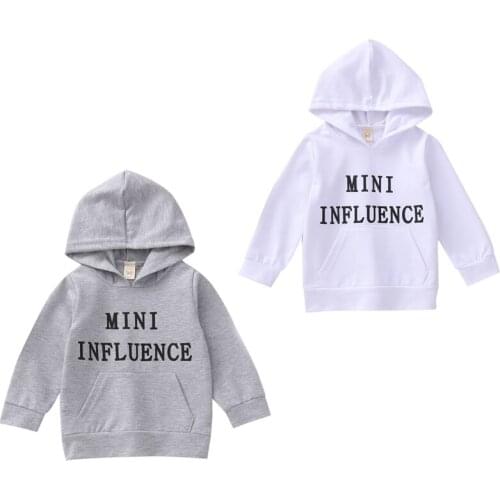 1-5Y Autumn Kids Girls Boys Hoodies Sweatshirt Long Sleeve Pullover Letter Print Cotton Tops Outfits 2 Colors