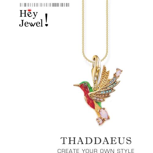 Necklace Colourful Hummingbird,2021 Summer Brand New Bohemia Fine Jewelry Playful 925 Sterling Silver Bijoux Gift For Women