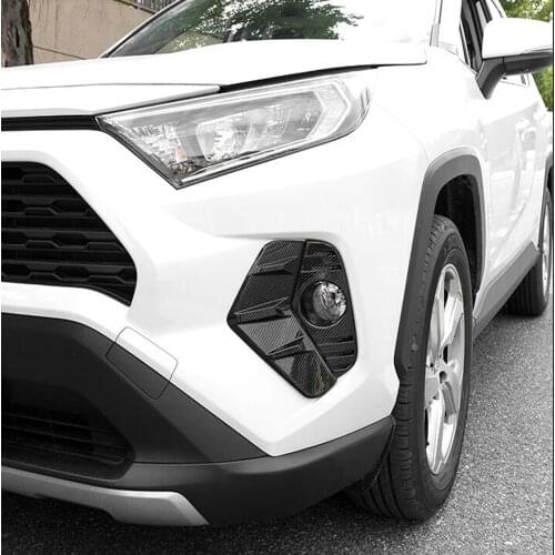 For Toyota RAV4 RAV 4 2019 2020 Carbon Fiber Front Fog Lamp Cover Trim Fog Light Foglight Protection Bezel Car Styling Sticker