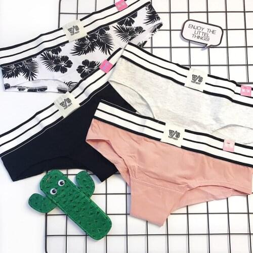 Pink Pure Stripe Black Gray Letter Pure Cotton Sexy Low Waist Sexy Sports Ladys Triangular 0326Underwear 0326 Pink
