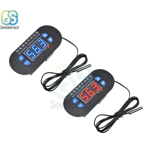 W1308 DC 12V Adjustable LED Digital Temperature Controller Thermostat Switch Cool Heat Sensor Red/Blue Display