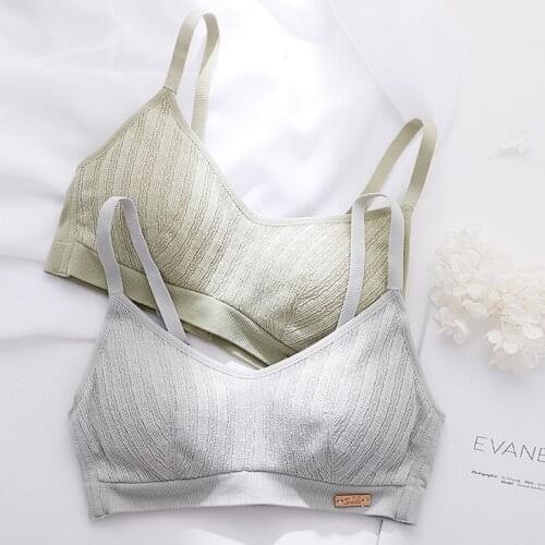 Roseheart Women Fashion Green Gray Sexy Lingerie Straps Lace Maiden Cotton Panties Wireless Bra Sets Underwear Japanese
