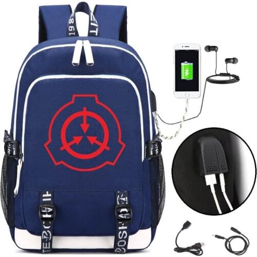 SCP Secure Contain Protect Backpack With USB Port Bag Shoulder travel School Bag USB Fashion teenagers Casual Laptop Knapsack