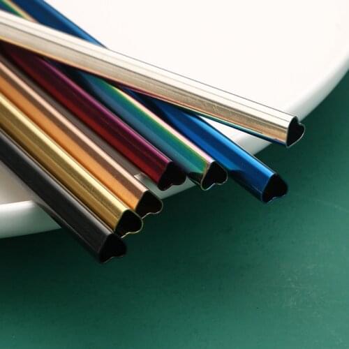 Drinking Straw Reusable Metal 304 Stainless Steel Heart-shaped Straight Drinking Straws Party Bar Accessory Straw Restauran