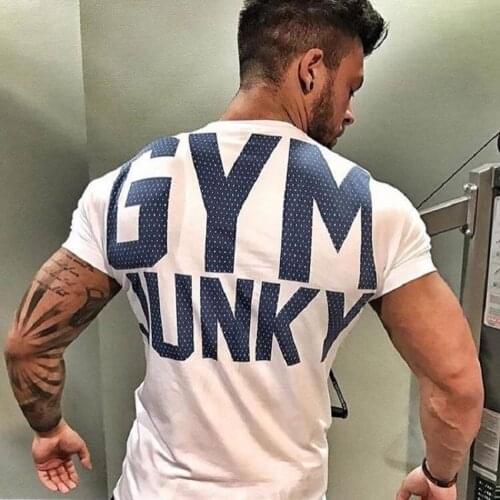 Sports Tide Brand Muscle Fitness Brothers Short-Sleeved Sports T-Shirt Breathable Stretch Mens Outdoor Leisure Fitness Clothing