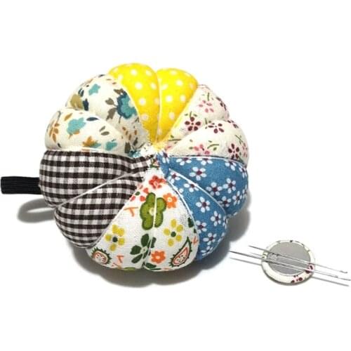 Pumpkin Ball Shaped Needle Pin Cushion Wrist Strap Band Stitch Needlework Mat for DIY Craft Supplies Sewing Pins Accessories