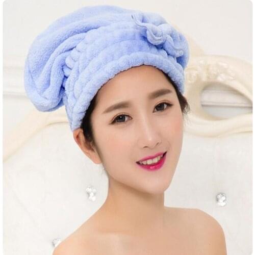 1pc Multi Colors Coral Fleece Women Girl Bath and Shower Dry Hair Care Protect Protection Cap with Bow Free Shipping