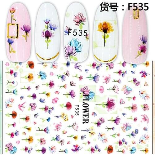 10PCS Beautiful Flower Red Rose Black and White Swan Green Olive Branch Nail Sticker Nail Slider Beauty