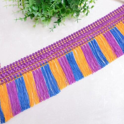 12yards/lot Polyester Tassel Long Fringe Trims For Latin Dress Skirts Stage Clothe Accessories Ribbon Yarn Tassel Borlas Cheap