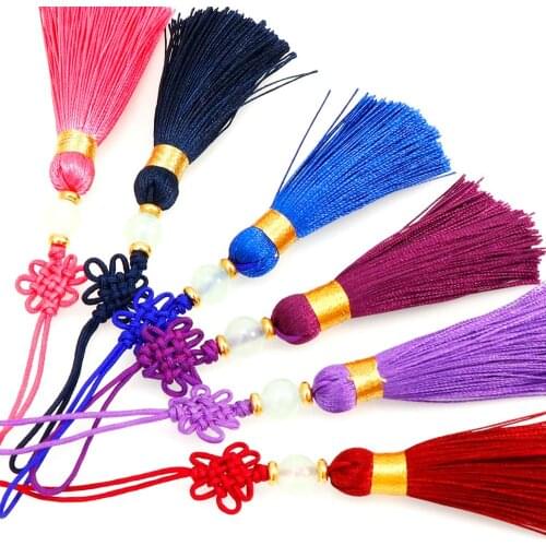 2pcs/lot Jade Beads Silk Tassels Chinese knot Silk Tassels Earring Charm Tassel DIY Crafts Gift jewelry Making Earrings Accessor