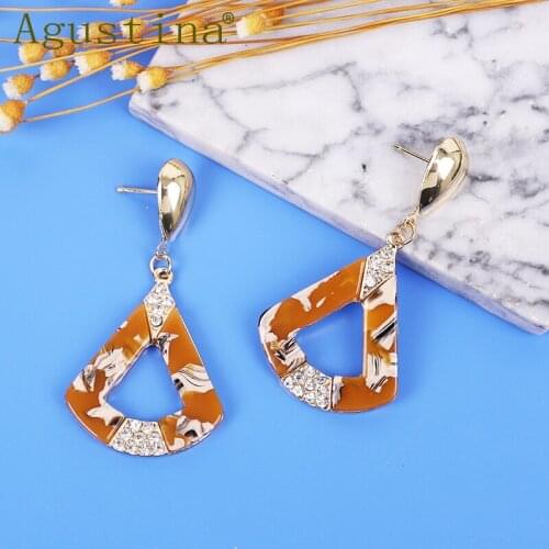 Acetate Fashion Women Earrings Jewelry New long Drop Earrings Bohemian Earrings Punk Earring Trendy Rhinestone yellow Earings