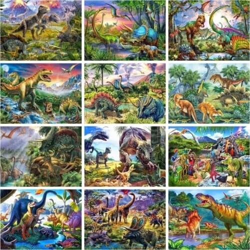 EverShine 5D Diamond Painting Dinosaur Full Square Drill Diamond Embroidery Animals Picture Of Rhinestones Home Art Decors
