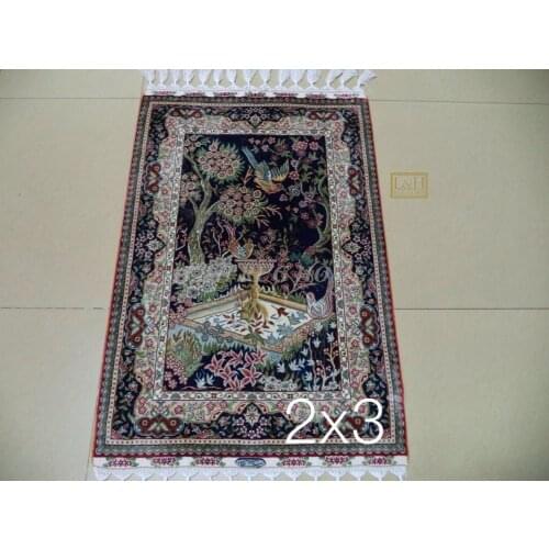 Free shipping 2'X3' 230 Line Handmade Silk Oriental Persian Rug hand Knotted silk carpet for home decoration