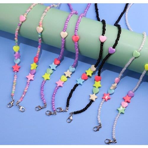 Fashion Beaded Glasses Chain Anti-lost Heart Star Mask Chain Lanyard Reading Glasses Sunglasses Spectacle Holder Eyewear Jewelry