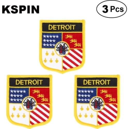 Detroit Shiled Shape flag patches national flag patches for Cothing DIY Decoration