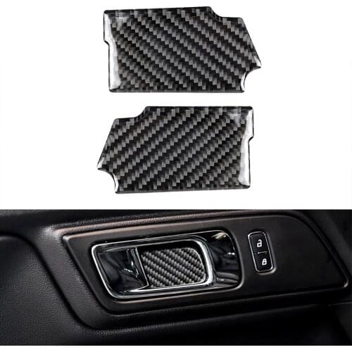 For Ford Mustang 2015-2017 Carbon Fiber Interior Door Handles Door Bowl Decorative Cover Trim Car Styling Sticker Auto Accessori