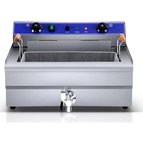 220V 6KW electric fryer, large capacity desktop single-cylinder deep-fried dough stick electric fryer, fried chicken chop fryer