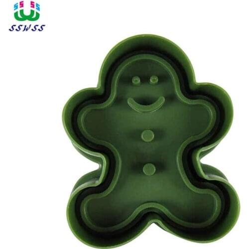 Gingerbread Man Pattern Printing Molds,Food Grade Plastic Cake Decorating Cutters Tools,Direct Selling