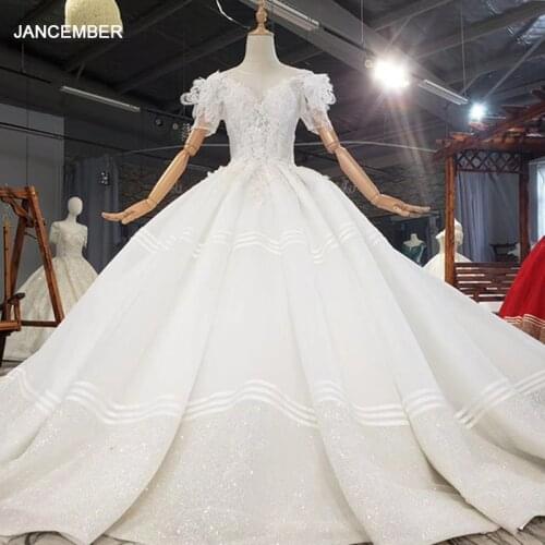 HTL1755 Vestidos De Novia Ball-Gown Beaded Luxury Wedding Dress 2020 Backless Applique Lace Up Back свадебное платье