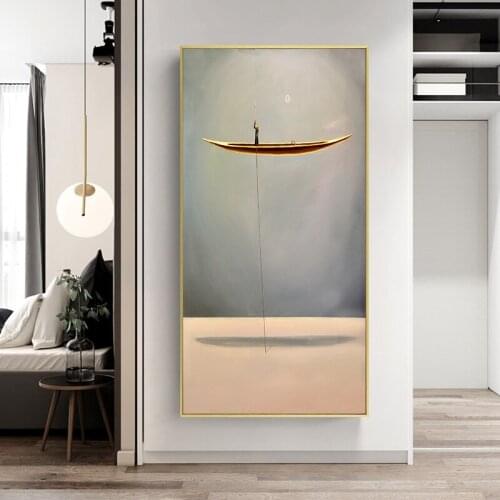 Artistic conception a sailing boat Posters and Print Wall Art Scandinavian Canvas Painting Art for Living Room Cuadros Decor