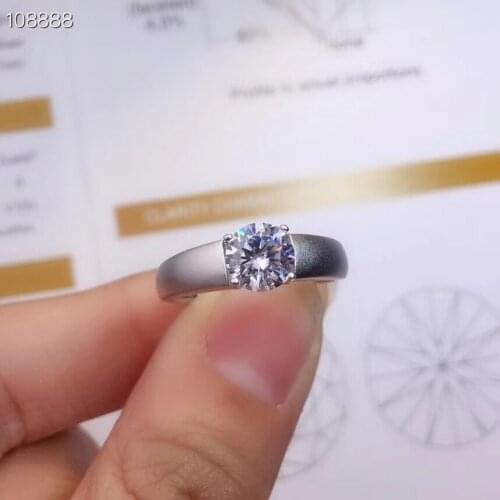 CoLife Jewelry Simple 925 Silver Moissanite Ring for Daily Wear 1ct VVS1 Moissanite Silver Ring Fashion Gemstone Ring
