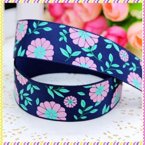 DHK 1'' 5yards flowers printed grosgrain ribbon headwear hair bow diy party decoration wholesale OEM 25mm E1427