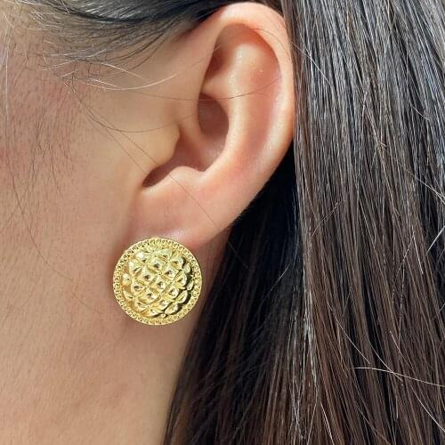 Square Round Shaped Golden Earrings Simple Metal Vintage Earrings For Women Fashion Jewelry Girls Earring brincos