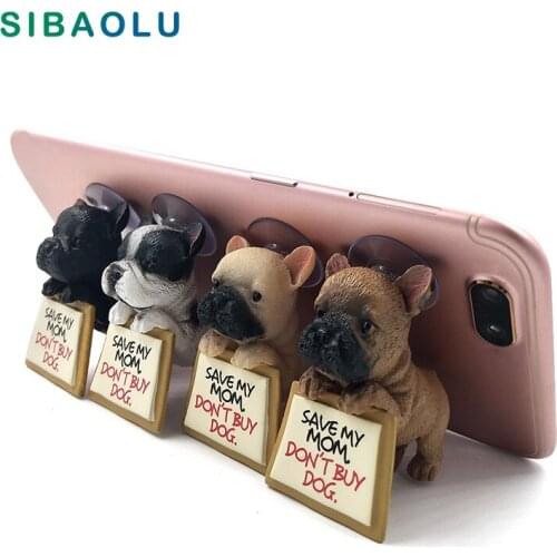 Cute Dog figurine Sucker Animal Phone Bracket Support posture home decor miniature fairy garden DIY decoration accessories resin