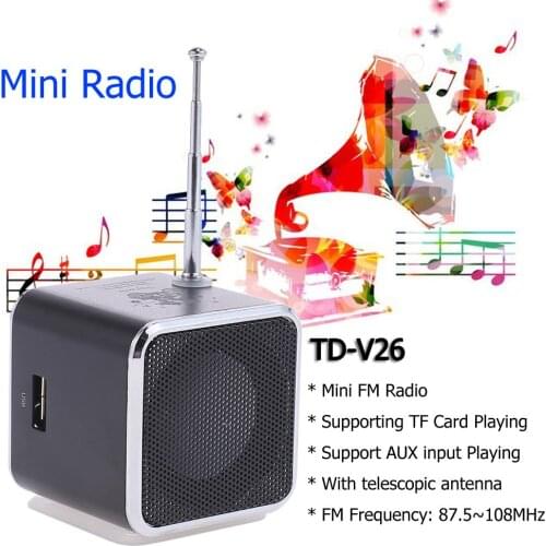Mini TD-V26 Digital FM Radio Speaker Portable FM Radio Receiver With LCD Stereo Loudspeaker LED display Support Micro TF Card