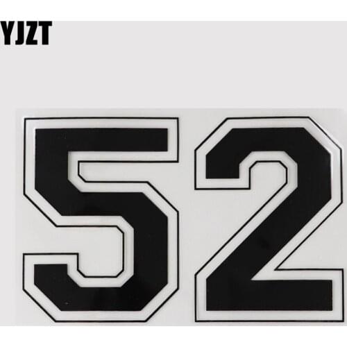 YJZT 15.2CM*9.7CM Basketball Number 52 Decal Number Car Sticker Vinyl Black/Silver 13D-0381